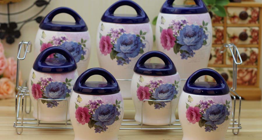 Blue Temptation Ceramic Kitchen Canisters