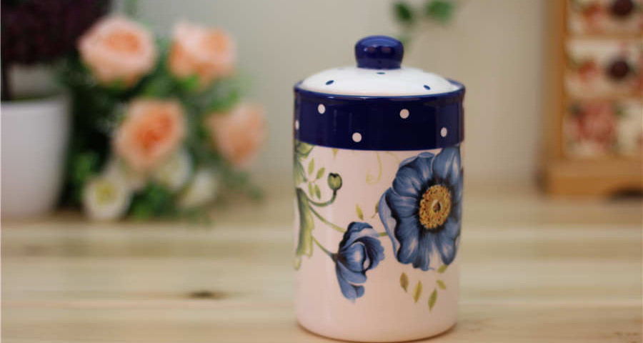 Blue Poppy Ceramic Cookie Jars