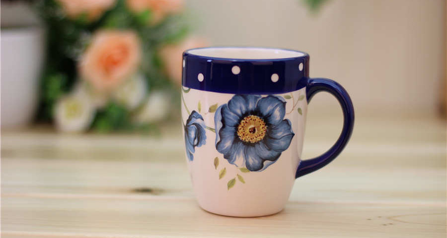 Blue Poppy Ceramic Mug