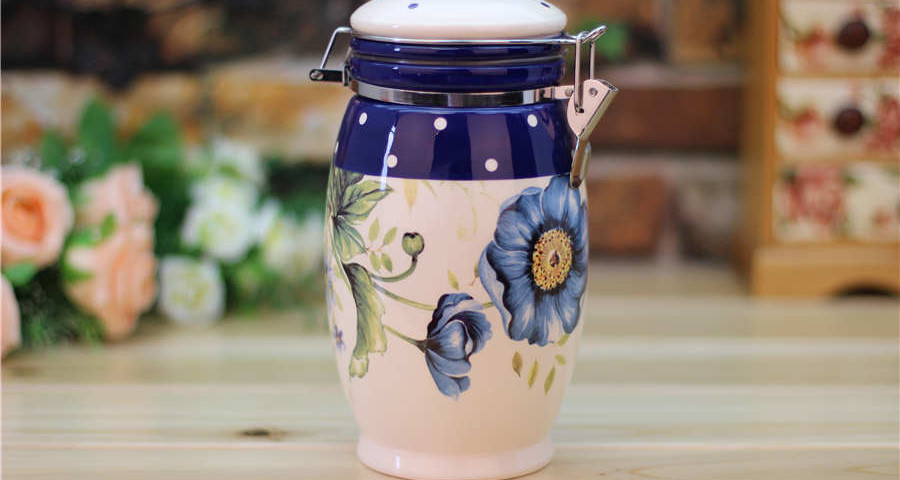 Blue Poppy Ceramic Storage Jars