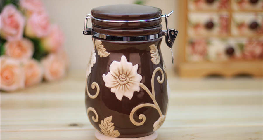 Flower Bud Ceramic Kitchen Canister