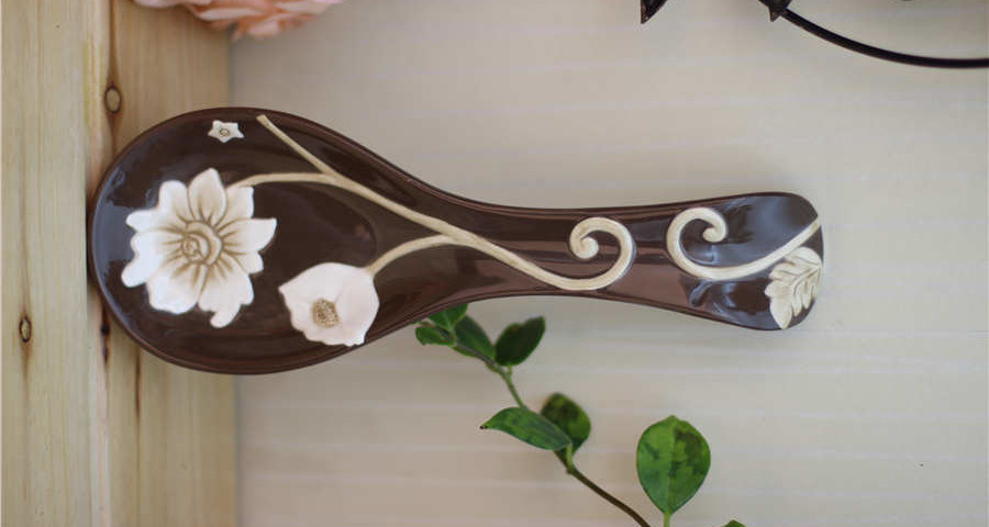 Flower Bud ceramic spoon rest