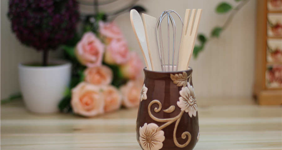 Flower Bud Ceramic Utensil Holder