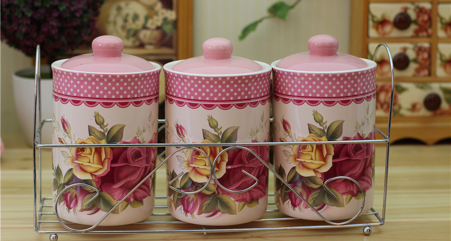 Forever Rose Love Ceramic Canisters