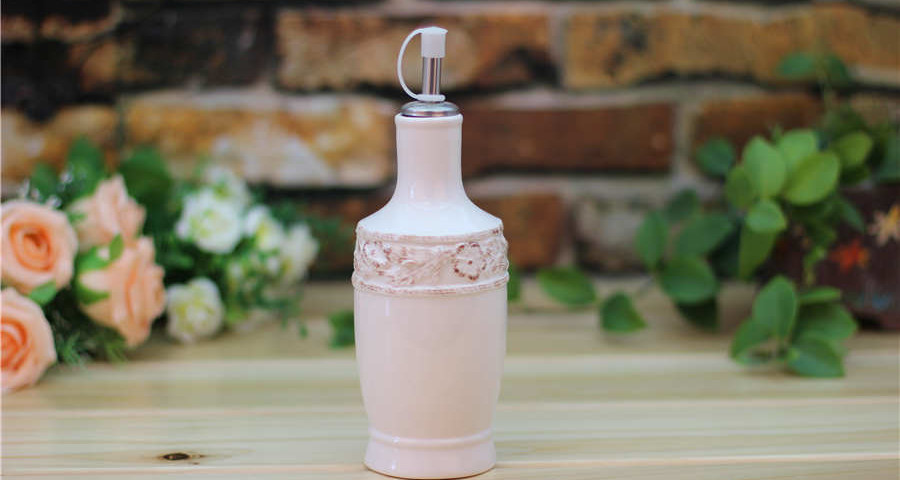 Hand Painted Ceramic Oil Bottle