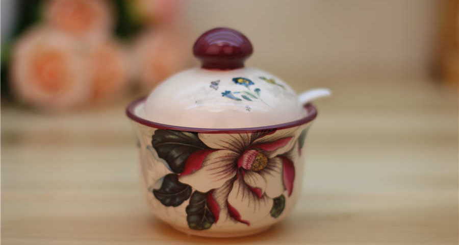 Magnolia Smilling Ceramic Sugar Canister