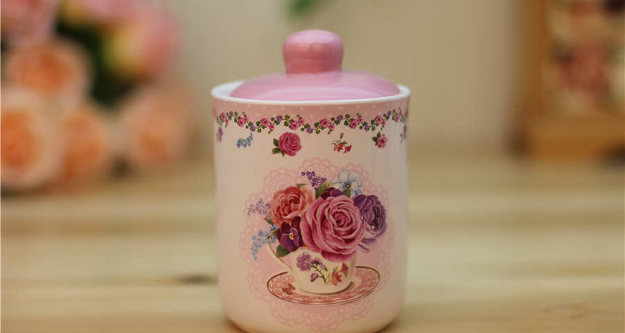 Romantic Rose ceramic storage jar