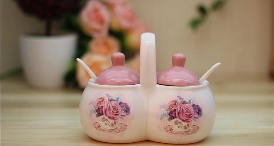 Romantic Rose ceramic tea coffee sugar canisters