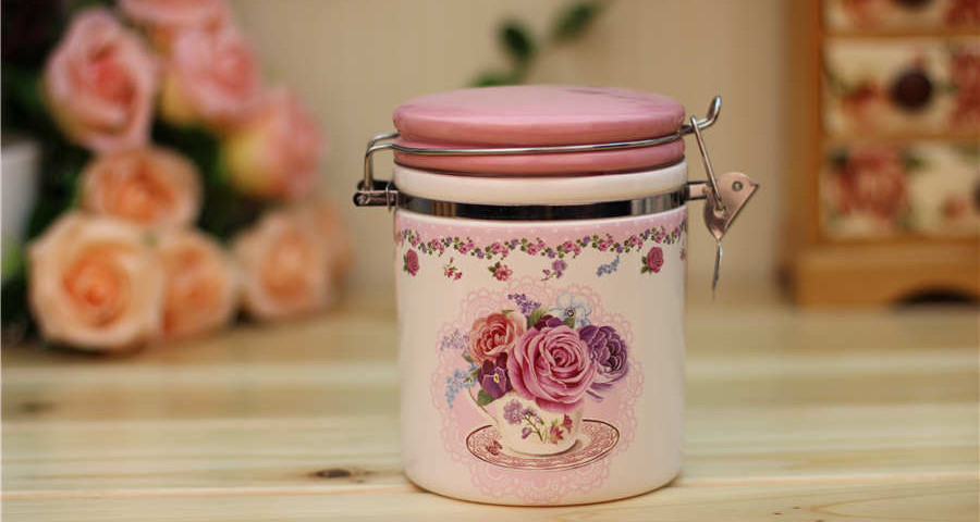 Romantic Rose kitchen canisters ceramic